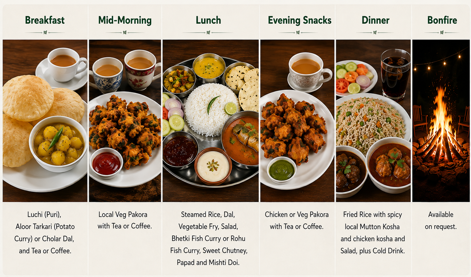 Bengali meals served at the homestay